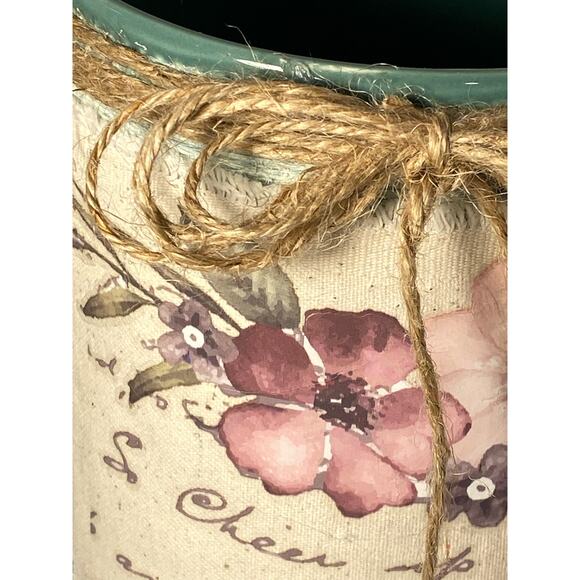 Shabby Chic Romantic Flower Glass Vase, Country Farmhouse For Home, Distressed - Picture 2 of 8